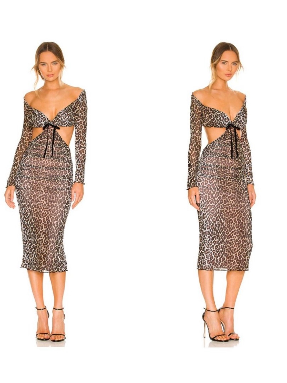Majorelle Janan Midi Dress In Brown In Leopard Print
